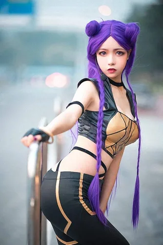 Vista 5 de LOL KDA Cosplay traje KDA Kaisa Cosplay traje juego Kaisa traje Fullsets KDA grupo LOL personaje porque con guantes