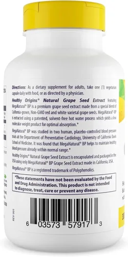Vista 2 de Healthy Origins Extracto de semilla de uva de 300 mg, 150 cápsulas vegetales - MegaNatural-BP, hecho de uvas de California, apoya la salud