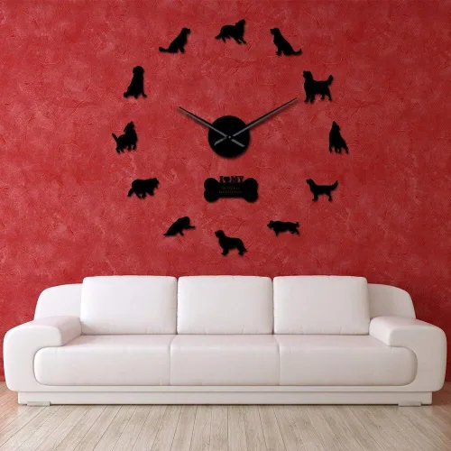 Vista 2 de Kit de reloj acrílico moderno para diseño de pared, reloj de pared sin marco 3D con calcomanías de espejo para decoración de sala de estar, B-27