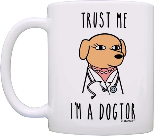 Vista 5 de ThisWear Trust Me I'm A Dogtor - Taza de café femenina de 11 onzas, 1 11oz - Hembra