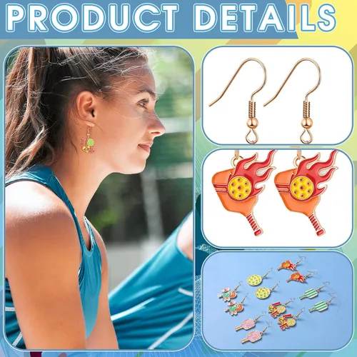 Vista 3 de Nosiny 6 pares de aretes deportivos para mujer, aretes de juego, joyería de fútbol, voleibol, sóftbol, fútbol, tenis, golf, dentista, enfermera