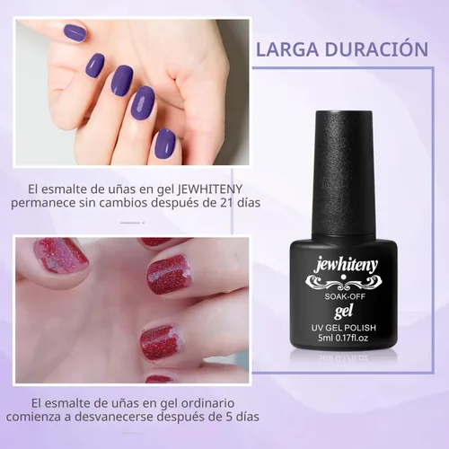 Vista 5 de JEWHITENY Juego de 30 esmaltes de uñas de 27 colores, verde, azul, rosa, naranja, Gitter Sock Off Gel Polish con capa base superior mate y brillante