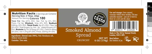 Vista 4 de Nutural World - Almendra ahumada crujiente para untar 6 oz (170g) Ganador del premio Great Taste