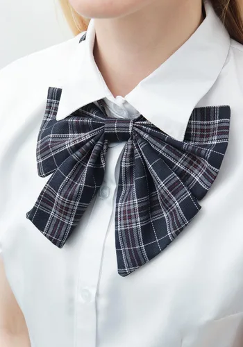 Vista 3 de PROCOS Disfraz de talla estadounidense para mujer, uniforme japonés con corbatín a cuadros, 5 piezas para Navidad