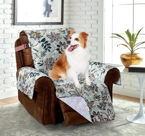 Vista 22 de Brilliant Sunshine Blue Plaids & Stripes - Funda para sillón de sofá, asiento de 23 pulgadas Patchwork Design, Non Slip Sofa Cover, Quilted