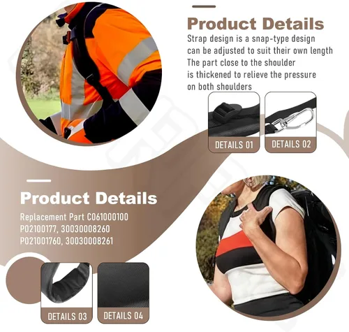 Vista 3 de Correas de soplador de mochila/arnés de soplador compatible con ecosopladores PB-260 PB260L PB261L PB-403 PB-403H PB413 PB-460 PB-601 sustituye a