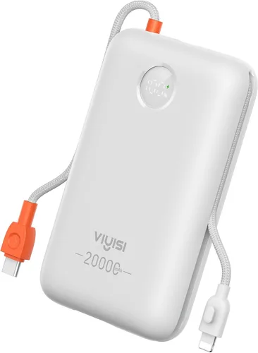 Vista 9 de VIYISI Cargador portátil de 20000mAh 30W de carga rápida, banco de energía con cables incorporados y pantalla LED, paquete de batería USB C