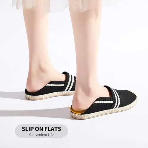 Vista 4 de BABUDOG Mocasines para mujer, zapatos de malla sin cordones, zapatos planos blancos transpirables para mujer