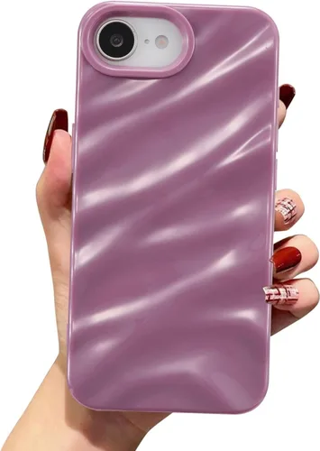 Vista 24 de QLTYPRI Funda compatible con iPhone 11, bonita funda con patrón de ondas de agua para niñas y mujeres, delgada, satinada, brillante, suave, de Beige