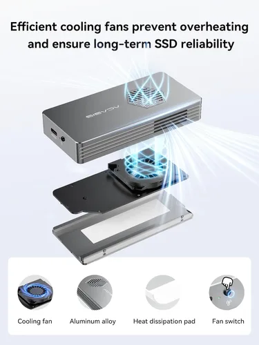 Vista 14 de ACASIS Carcasa SSD NVMe M.2 de 40 Gbps, instalación sin herramientas, carcasa NVMe para M1/M2/Pro/Max, compatible con USB4/3.2/3.1/3.0/2.0
