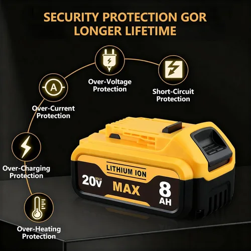 Vista 10 de 8.0Ah Compatible con la batería DeWalt 20V Max DCB200 DCB201 DCB180 DCB203 DCB204 DCB206 para herramientas eléctricas sin cable con indicador LED