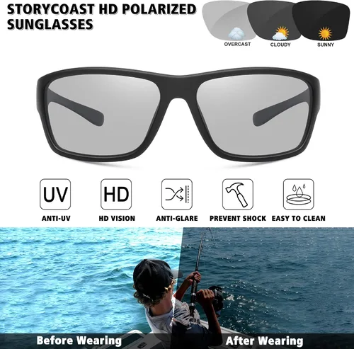 Vista 2 de STORYCOAST Gafas de sol deportivas polarizadas para hombres y mujeres marco irrompible ciclismo pesca conducción
