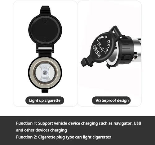Vista 5 de Enchufe para encendedor de cigarrillos de 12 V, 2 unidades, enchufe para encendedor de cigarrillos con cable de extensión y cubierta impermeable
