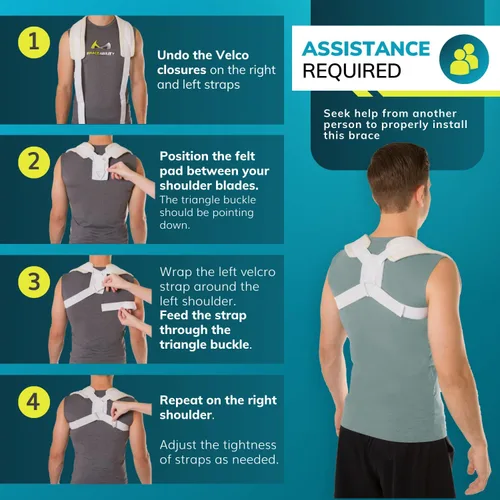Vista 6 de BraceAbility Fractura de clavícula pediátrica Figure-8 Brace para fractura de clavícula en niños pequeños (XS)