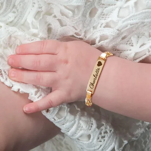 Vista 2 de WNNNS Pulsera de identificación personalizada con barra de nombre, regalos de joyería para bebés, niñas, niños, mamá, papá, parejas, para baby
