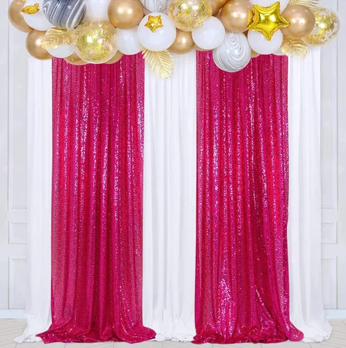 Vista 21 de Poise3EHome - Cortinas de lentejuelas con purpurina champagne, 2 piezas de 2 x 8 pies, paneles de purpurina para fiesta de Halloween, fiesta