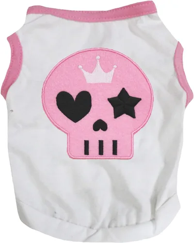 Vista 9 de Petitebella Camisa para perro cachorro con cara de calavera rosa (negro, XS)