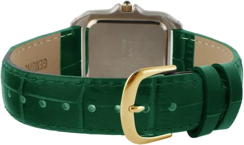 Vista 5 de Peugeot - Reloj de vestir de dos tonos con forma de tanque para mujer con correa de cuero de diseñador