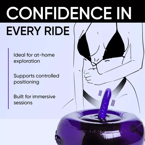 Vista 3 de Lynx Asiento de montar inflable consolador vibrador púrpura, asiento vibratorio inflable con vibración de velocidad multi y control remoto