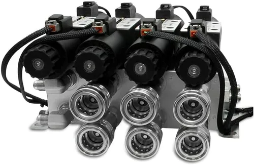 Vista 2 de Summit Hydraulics Kit de válvula hidráulica trasera con tercera función delantera compatible con tractores John Deere serie 2032R, 2038R