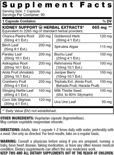 Vista 2 de Soporte renal – con Chanca Piedra, Buchu, ortiga, arándano y hoja de abedul Promueve la desintoxicación y la limpieza para apoyar la salud óptima