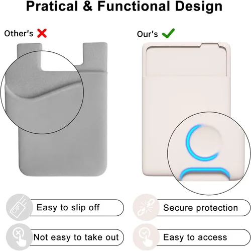 Vista 5 de oakxco Cartera de teléfono adherente, soporte seguro de silicona para tarjetas de teléfono, funda de bolsillo adhesiva para tarjetas
