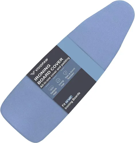 Vista 11 de VividPaw Funda y almohadilla para tabla de planchar, tamaño estándar 15"x54", acolchado grueso, borde elástico, revestimiento de silicona