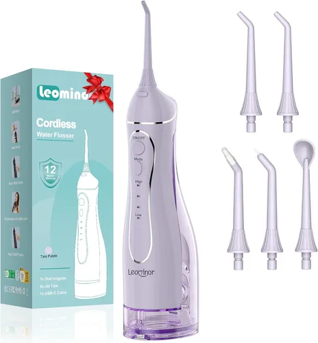 Vista 10 de Aetiovek Leominor - Hilo dental portátil para agua, 10.14 fl oz. irrigador oral actualizado con tanque removible, IPX7 resistente al agua, limpiador