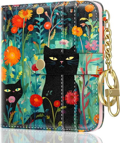Vista 11 de Aiawoxc billetera para mujer, billeteras pequeñas RFID para mujer, cartera delgada y compacta para tarjetas de crédito, linda cartera de cuero