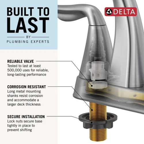 Vista 8 de Delta Arvo - Grifo central de baño extraíble, grifo dorado para lavabo de baño, grifo de baño con rociador extraíble, grifo de baño de 3 agujeros