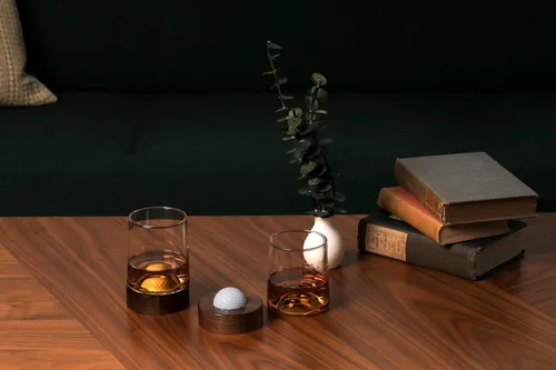 Vista 6 de Posavasos de golf personalizados y vasos de whisky: accesorios para hombres y mujeres golfistas; cesta de vacaciones fresca para hombres y mujeres