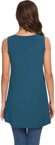 Vista 3 de AWULIFFAN Remera de verano tipo túnica sin mangas con cuello en V para mujer