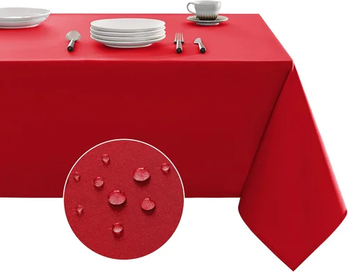 Vista 13 de Veblandy Mantel rectangular impermeable, a prueba de derrames y sin arrugas, de tela lavable, para decoración de mesa de cocina y comedor, funda