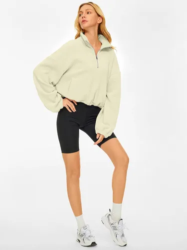 Vista 2 de AUTOMET Womens Quarter Zip Pullover Oversized Long Sleeve Sweatshirt Half Zip Cropped Hoodie Teen Girls Fall Y2K Clothes