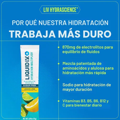 Vista 4 de Liquid I.V. Electrolitos de hidratación sin azúcar, uva verde, 14
