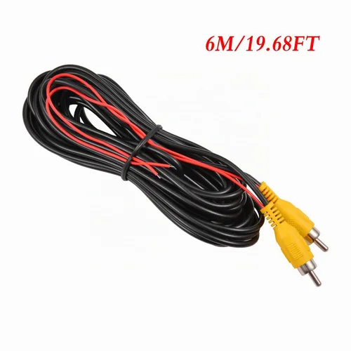 Vista 2 de DALLUX Cable de vídeo RCA para cámara de respaldo del coche, cable de vídeo para cámara trasera con cable de detección (6 m/20 pies), cable