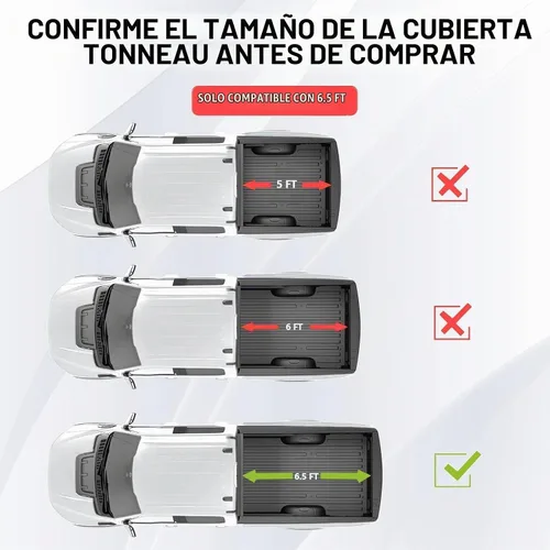 Vista 2 de Cubierta enrollable y suave para caja de camioneta Compatible con Toyota Tundra 2000-2006 Fleetside (No para Stepside) Caja de 6.5 pies