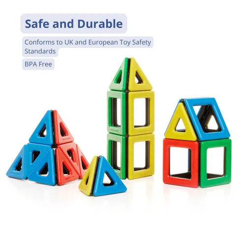 Vista 5 de Polydron Juego de construcción educativa magnética para niños, multicolor, kit de construcción creativa de desarrollo, juguete geométrico 3D