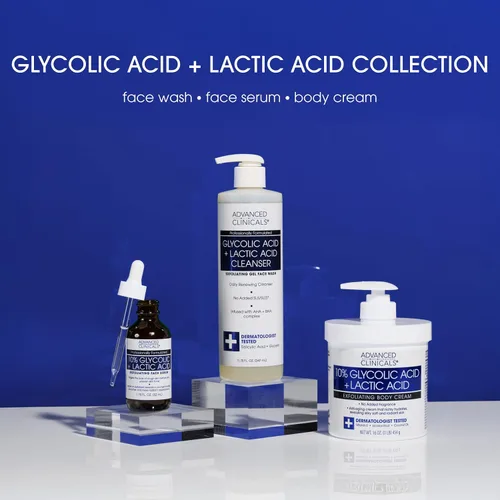 Vista 7 de Advanced Clinicals - Suero exfoliante con ácido glicólico al 10% para la cara + ácido láctico Exfoliante facial AHA + suero de ácido salicílico