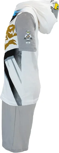 Vista 5 de LEGO Ninjago - Conjunto corto de disfraz de Ninjago Lloyd y Kai para niños pantalones cortos verdes y rojos y camiseta a juego con capucha Verde