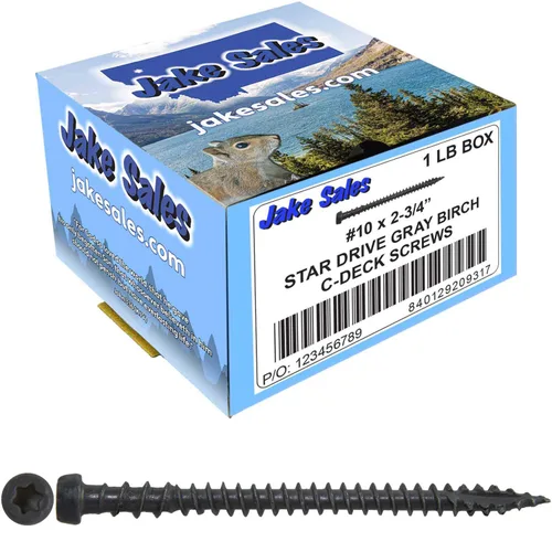 Vista 42 de Jake Sales #10 x 1-3/4" Cape COD Gris - Tornillo para madera de composite para terrazas con recubrimiento exterior, cabeza Torx/Star Drive