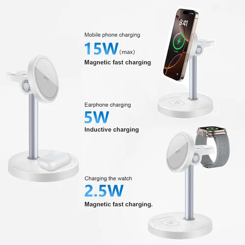Vista 7 de [Certificado Qi2] Soporte de cargador inalámbrico magnético compatible con iPhone 16, estación de carga inalámbrica magnética rápida de 18 W