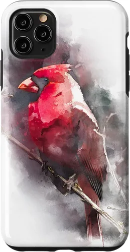 Vista 13 de Beautiful Watercolor Red Cardinal Bird Watching Animal Gift Case for iPhone 17