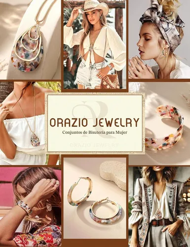 Vista 4 de Conjunto de Joyería de Acrílico ORAZIO para Mujeres, Collar, Pendientes de Resina Estilo Boho, Pulsera