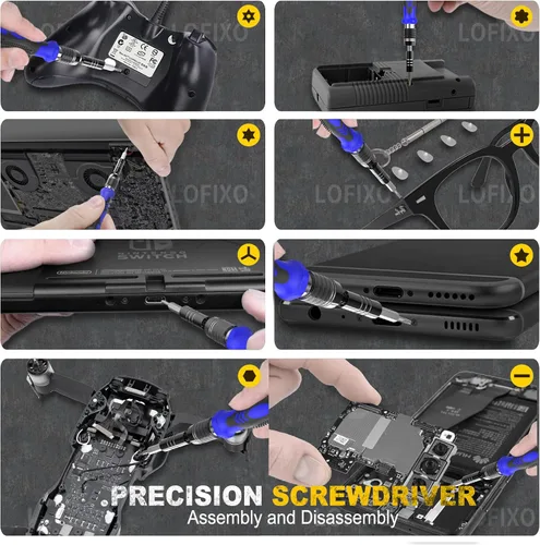 Vista 5 de Juego de destornilladores de precisión, kit de reparación de gafas, destornillador magnético Torx T6 T8 T9 T10, Pentalobe P5, Triwing, cabeza plana
