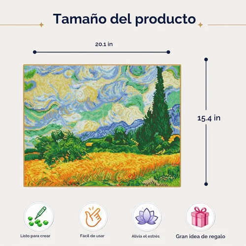 Vista 4 de Diamond Dotz Wheat Fields Van Gogh - Pintura de diamantes para adultos