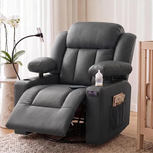 Vista 10 de Silla reclinable giratoria eléctrica con reposabrazos ajustables Marrón