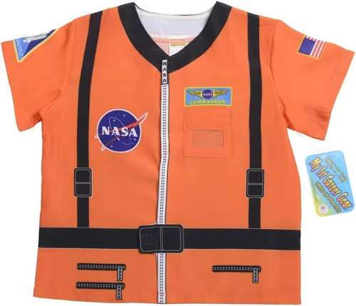 Vista 5 de Aeromax Mi primer traje de bombero, camisa fácil de colocar, de 3 a 6 años, Astronauta/Naranja, Anaranjado