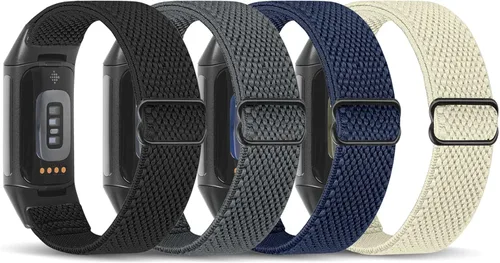 Vista 12 de enkic Bandas elásticas de nailon compatibles con Fitbit Charge 5, paquete de 4 correas elásticas suaves y ajustables, transpirables, correa