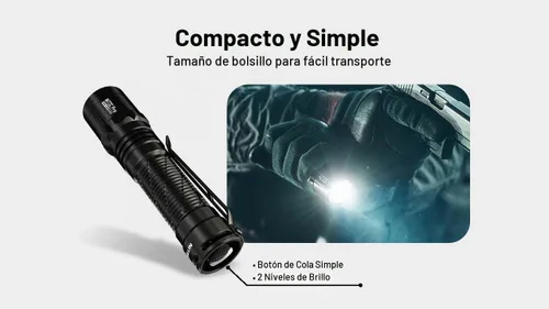 Vista 5 de Nitecore MT2C Pro - Linterna EDC de 1800 lúmenes, recargable USB-C, LED de alta eficiencia, larga duración, tiro largo, delgada, ligera